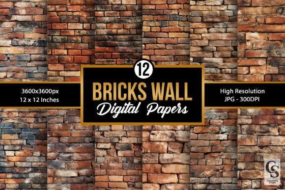 12 Bricks Wall Seamless Patterns for Versatile Design