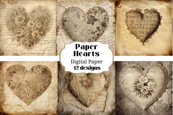 12 Paper Valentine Hearts Backgrounds for Your Projects