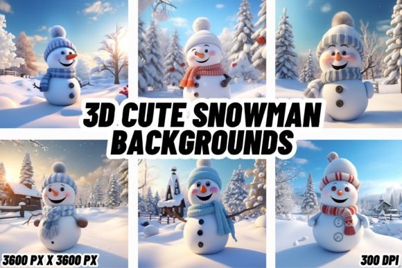 3D Cute Snowman Backgrounds: A Whimsical Winter Collection