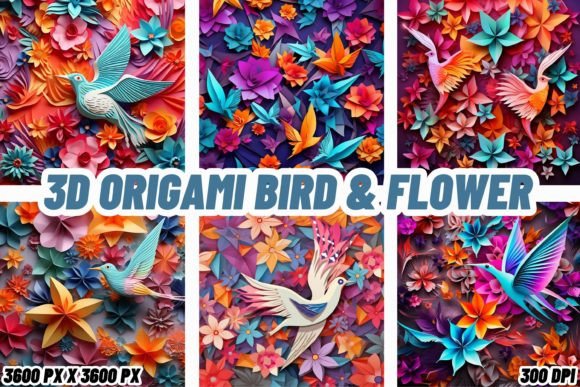 3D Origami Bird & Flower Backgrounds: Elevate Your Digital Canvas