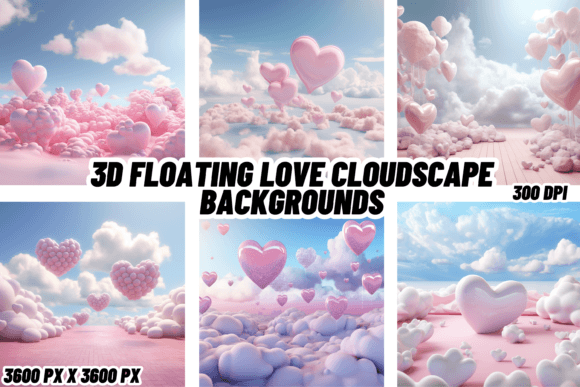 Elevate Your Designs with 3D Floating Love Cloudscapes