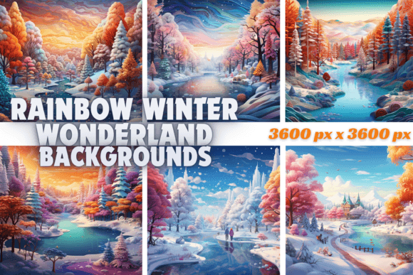 Enchant Your Winter Projects with Rainbow Wonderland Backgrounds