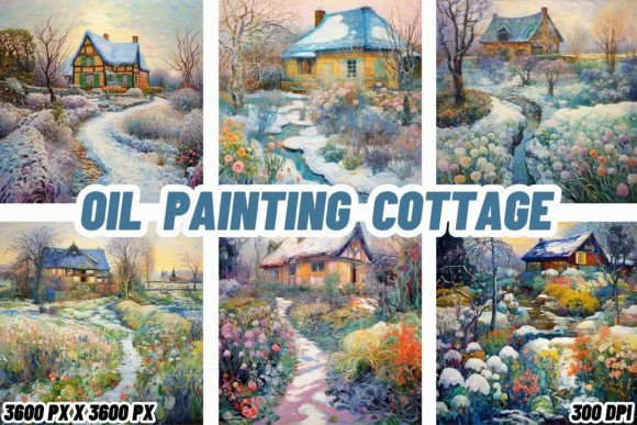 Enchanting Oil Painting Cottage Backgrounds for Creatives