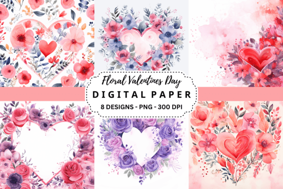 Floral Valentines Day Backgrounds for Creative Projects