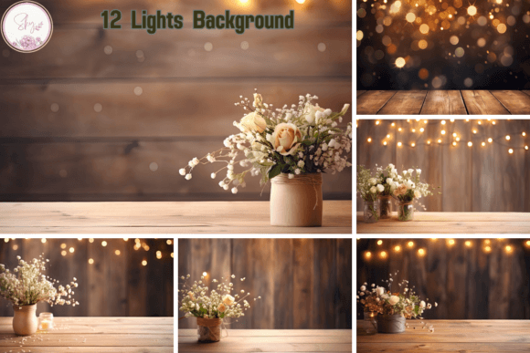 Lights Digital Paper: Crafting Wood Backgrounds with Warmth
