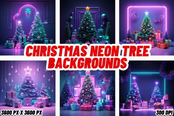 Modern Holiday Magic: Christmas Neon Tree Backgrounds