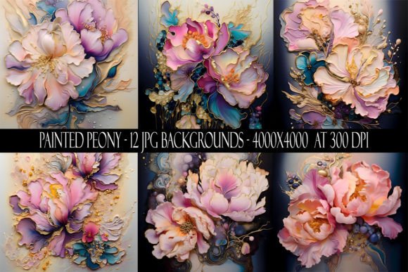 Painted Peony Backgrounds for Modern Design Projects