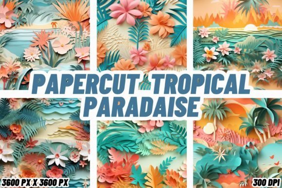 Papercut Tropical Paradise Backgrounds: Elevate Your Digital Canvas
