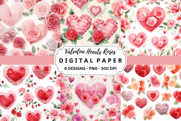 Valentine Hearts Roses Backgrounds: Design Assets for Love