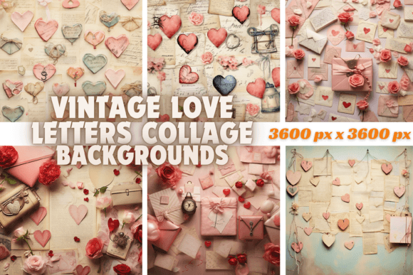 Vintage Love Letters Collage Backgrounds