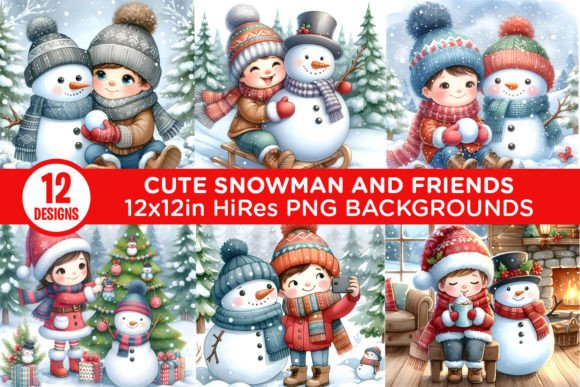 Whimsical Winter Scenes: Cute Snowman PNGs